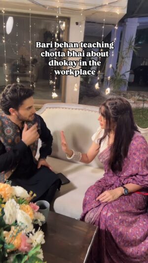 Zhalay Sarhadi Instagram - The work place kay dhokay are endless!!! 

@azyteam as the chota bhai
💇‍♀️ @simon_makeup_artist 

#adviceoftheday #reels #zhalay #zhalaysarhadi #adnanrazamir