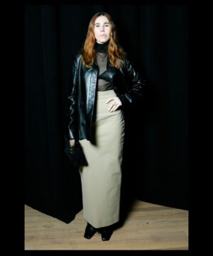 Zosia Mamet Instagram - The blizzard waited until @khaite_ny showed her genius collection, and for that, I am forever grateful 

Fit: @khaite_ny 
Hair: @anthonycampbellhair 
Makeup: @lisaaharon 
Nails: @colorvatnyc