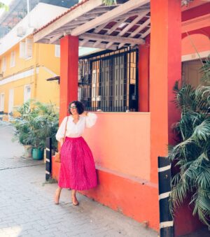 aiana jain Instagram - Designed a skirt , paired it with (no prizes for guessing ) a white shirt went for an event and met my friends after soooo long , Vitamin F was what the doctor ordered . My fancy frands take me to lovely places they find in lanes of bandra ,went to this cutest cafe , chatted  and gossed with my frands …. Also got a maybe 2 short of gazillion compliments for my outfit and yet again got scolded for having not started my clothing brand yet …. Came home , called my friends , had a good laugh because guess who is queen of PJ’s …again no prizes for guessing …!!! 
.
. Cute Cafe : @vanilla_miel 
. Shirt : Tommy Hilfiger 
. Skirt : designed by yours truly 
. Jewellery: my own and a string by @minerali_store 
. Bag : @marcjacobs 
. Footwear : @clarksshoes 
. Sunglasses : @rayban 
.
.
.
.
.
.
.
.
.
.
. #aianaj #aianajsays #aianajstyles #everydaystyle #aianajloves #streetstyle #whatiwore #indianfashionblogger #love #find #count #divine #shebang
