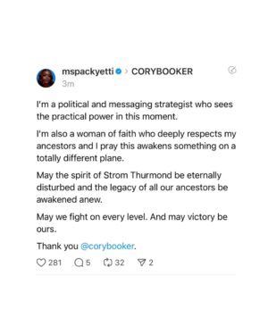 Brittany Packnett Instagram - Record broken. 
24 hours and counting.

with inspiration, let us act.
unrelentingly. thank you @corybooker.

#CoryBooker