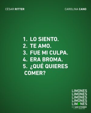 Carolina Cano Instagram - Y ¿con cuál te identificas? Dinos en los comentarios 🤭🍋.

“Limones, Limones, Limones, Limones, Limones” es una tierna y divertida comedia romántica acerca de lo que decimos, cómo lo decimos y qué sucede cuando ya no podemos decir nada. Una obra hermosa sobre la belleza de las palabras.

⁣Temporada del 8 de mayo al 28 de junio de 2025 | Jueves, viernes y sábados a las 20.30 horas

📍 Teatro del Centro Cultural Ulima (primer piso del Edificio L3)

🚨 Ingreso por la puerta 5 (cdra. 1 de Jr. Cruz del Sur)

🚘 Estacionamiento gratuito en Jirón Cruz del Sur 206, Santiago de Surco (sujeto a aforo).

¡Aprovecha y compra tus entradas en preventa 2 a S/ 30! ‘Stock’ limitado. Enlace directo en nuestra bío.

“Limones, limones, limones, limones, limones” es una coproducción de La Ira Producciones y el Centro Cultural Ulima.