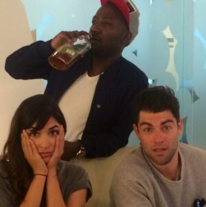 Hannah Simone Instagram - Max, Morn and me on the pod. The gang’s back together 🦁 🐠 throw your favorite Schmidtty quote in the comments @themessaroundpod #youths