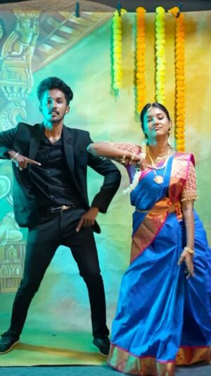 Jasmine Parveen Instagram - 💜Surya and pooja kanima vibes😉Rate this sync ( ?/10) in comment section😉
• 
#kanima #retro 
• 
With : @cal_me_jazz_official ❤️ (Thangachi)🤗
Shot by : @gokul_krishnan_1010 ❤️ (Thambi)🤗
📍: @illusion_studios_ 
Blouse : @reshmi_boutique_ 
Jewels : @gold_copy1486 
•
🌍📸#tamil #love #telugu #malayalam #foryou #expression #thoughts #thought #quotes #lifequotes #goals #positivevibes #alone #lonely #crush #loveyou #love #lovelife #lovegoals #lifegoals #instadaily #insta #muser #tiktok #tiktokindia #girly #girlythings #women