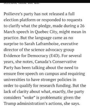 Jen Gunter Instagram - Pay attention Canada. 

Poilievre is looking to muzzle science. This is the road to fascism!