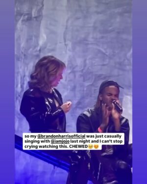 JoJo Instagram - always emotional when I go back home to Massachusetts. 
this time, I had the honor of speaking with some students from Harvard Business School before we soundcheck’d… I jumped at the chance to share from the heart about my experiences in various facets of the entertainment industry with some of the brightest minds out there. my tour manager extraordinaire even moderated for us @jasminecollier 🥰 

as someone who applied to Harvard undergrad and got deniiiiieeeeeeeeed - it was a wild experience to get to be there even just for a mome 😂

then I reunited with my little baby GIRRRRRRL Agapé!!! my mom the MVP of the tour for watching her while I’ve been on the road 🫶🏼

seeing family and ollllddddd friends (like, Booth playground old!) and getting to perform for fellow New Englanders always fills me with sooooooo many feeeeeels. thanks for an amazing day yesterday and to everyone who made it possible. 

lastly, that’s James, one of our drivers, up early fixin’ a windshield wiper being a ray of sunshine ☀️ 

Philly you’re up next 😱🫶🏼🥰
