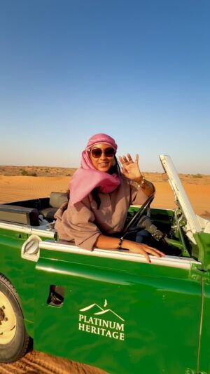 Juliet Ibrahim Instagram - #Dubai holds a special place in my heart. ❤️ Thank you @platinumheritage for the exclusive Land Rover safari tour to experience the culture, food and beautiful landscape of Dubai and @visitdubai.af  for always making sure that I’m hosted whenever I’m in one of my favorite cities in the world. 🎉❤️ 

#birthdaygirl #julietibrahim #desertsafaridubai #visitdubai #desertsafari #travel #intentionalliving