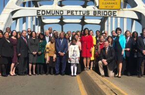 Kamala Harris Instagram - Today, we mark the 60th anniversary of Bloody Sunday.

On that cold Sunday morning, 600 brave souls began their march from Selma to Montgomery. They were met with crushing violence, beaten by troopers with nightsticks and trampled by horses. And still, they returned to Selma and marched on, crossing the Edmund Pettus Bridge determined to push our nation toward a future that was more equal, more just, and more free.

60 years later, we honor the legacy of those 600 brave souls, and we march on.

This work is not easy, and we cannot do it alone. Together, we recommit to our fight to safeguard the freedom to vote. Together, we must stand for democracy. Together, we must continue our fight for justice, equality, and opportunity for all.