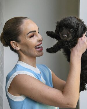 Katie Piper Instagram - We have expanded our family… Introducing Sugar 🐶The girls have wanted a brother or sister for so long and we wanted to make this happen. Our gorgeous girl came from @battersea Dogs & Cats Home and we are so happy to make our home, her new home. Big shout out to the amazing team @battersea for all the incredible work they do rescuing dogs and cats everyday. Now apologies in advance for all the puppy spam that is about to follow over the next few months 🐕