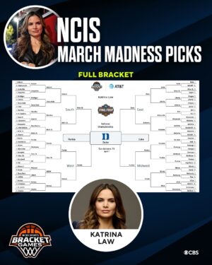 Katrina Law Instagram - It’s a good thing that @dionareasonover, @briankdietzen, and @katrinalaw are so close, otherwise their #MarchMadness brackets might start tearing them apart! 😬 #collegebasketball #basketball #sports #NCISverse #NCIS #CBS #brackets #tvshow #cbb