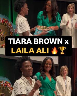 Laila Ali Instagram - TIARA BROWN JUST GOT HER WBC BELT FROM LAILA ALI & President Mauricio Sulaiman 🥹🏆🔥 @tiara.anointed @thereallailaali @wbcboxing @wbcmoro