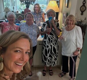 Lara Spencer Instagram - Brain tumor be damned! This is a woman who loves a party!  Mom asked us to host a gathering to show us off to her caregivers (picture one-angels on earth Myra, Lois and Mary Louise) and all the incredible women who love her and make up her incredible "village". Lisa, Karen and I LOVED this energetic, fun, and caring group. No wonder mom is so happy!