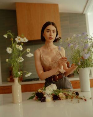 Lily Collins Instagram - Happy first day of spring from a girl who loves her flowers...