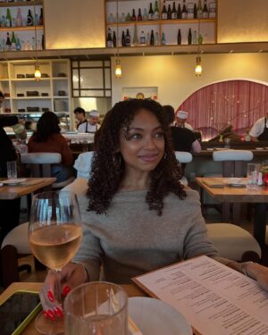 Logan Browning Instagram - idk how this wine glass looks bigger than my head, but I’ll take it!
