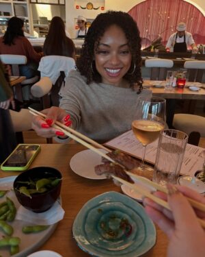 Logan Browning Instagram - idk how this wine glass looks bigger than my head, but I’ll take it!