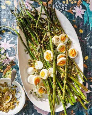 Martha Stewart Instagram - Inspired by gribiche, the French sauce traditionally served with steamed asparagus, this salad takes a modern approach by grilling the spears then piling them on a platter with sliced hard-cooked eggs. The mustard vinaigrette, chock-full of cornichons and capers, preserves all the briny goodness of the original sauce. Get the full recipe at the link in our bio. 📷: @gentlandhyers recipe by: @lucullanfoods food styling by: @francesboswell prop styling by: @ayesha_patel