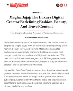 Megha Bajaj Instagram - Published in: @fashionhollywood 🖋️

Photos by: @luke__armitage