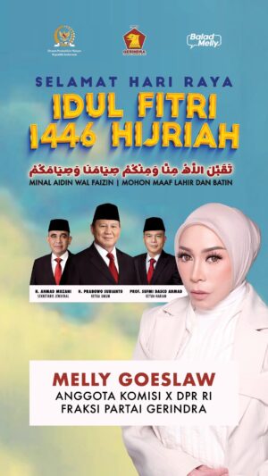 Melly Goeslaw Instagram - Salam ...
Selamat hari raya Idul Fitri 
Mohon maaf lahir dan batin 
•
Selamat merayakan hari kemenangan berkumpul bersama keluarga tercinta .
Dan InsyaAllah kita semua kembali fitri , semua ibadah bulan suci Ramadhan kemarin diterima Allah SWT , segala ujian menjadi pengugur dosa.
Dan menjadikan kita semua hambaNya  yang lebih baik dan lebih baik lagi .
Aamiin 
•
Salam 🙏🏻