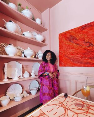 Patricia Kihoro Instagram - In a flock of pigeons, be a flamingo.🦩 
I’m not really a pink girlie but pink, is a me! 
Fun fact, did you know @pinkpantheress was born in Kenya, and has a Kenyan mom? #PlayKeMusic 😉

I really didn’t plan to match the restaurant, but serendipity did its thing. If you’re ever in Capetown, make a stop for brunch at @hemelhuijs. It’s such a quaint little space and the food lives up to the decor. I gobbled it down as soon as it was served and I have ZERO pictures of the food to prove it. 

Kimono set - @the_nuralains.
Earrings - @apargadek, a gift from my sweet @mayonde.
Thick pink resin rings - @monkk_jewellery.
Pink brass   cow horn ring - @kipatounbranded.
Beaded cuff - @maridadistatement.
Hair - All mine yaani Kinky curly clip ins from @spritzhairstudio that belong to me. 😅

Sad I didn’t get to buy any items from here but grateful for the vibes @thobi_rose and @visitsouthafrica.africa.

#VisitSouthAfrica #SweetEscapes #CapeTown #MadeInKenya #travelafrique