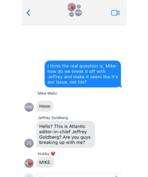 Rachel Bloom Instagram - TFW you’re text fighting with hubby and accidentally add Atlantic editor-in-chief Jeffrey Goldberg again so then you text him back but he leaves you hanging with dots and then while you’re navigating your new throuple with Atlantic editor-in-chief Jeffrey Goldberg you accidentally add US National Security Advisor Mike Waltz so then you’re texting with Mike Waltz as to how to sensitively break it off with Atlantic editor-in-chief Jeffrey Goldberg but Mike accidentally ADDS Atlantic editor-in-chief Jeffrey Goldberg!!! 🤦‍♀️