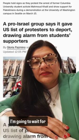 Rashida Tlaib Instagram - The right to dissent, our freedom of speech, and our constitutional rights are under attack, and folks who support the Israeli government’s genocide and war crimes are helping.