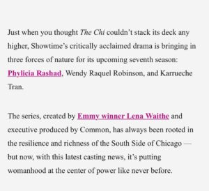 Wendy Raquel Robinson Instagram - 🌟✨ Sending a huge THANK YOU to the incredible @lenawaithe and the amazing cast and crew of #TheChi for welcoming me to  Season 7! 💯❤️

I’m beyond grateful to join such a talented group of people and to be a part of this powerful story. 💖🎬 I can’t wait to bring my passion and creativity to #Riley 

Here's to new beginnings, unforgettable moments, and a hellava season! 

THANK YOU @essence💕
#Blessed #TheChi #Season7Heaven #Gratitude #blackexcellence 💫