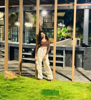 abinayaa ravichander Instagram - ☕️🐻🤎
Outfit deets
Top: @westsidestores 
Pant: From the streets of Thailand 
Earrings: @meeshoapp 
Bracelet: @meeshoapp